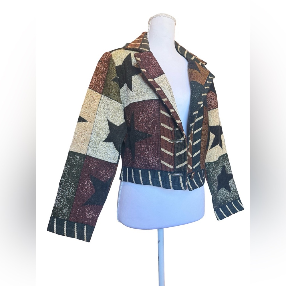 Vintage Star Patchwork Jacket Women’s Small Cropp… - image 4